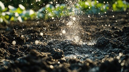 Close-Up of Fertilizer Being Applied to Soil