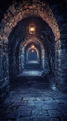 Dark Fantasy Dungeon with Flickering Lights