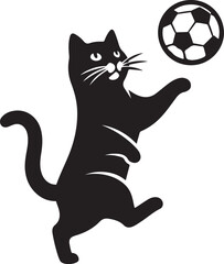 Cat playing football silhouette vector art