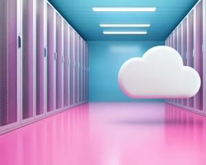 Virtual blueprint of cloud systems interacting with datacenter servers, digital innovation design