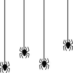 Fototapeta premium Black Spiders Hanging From Their Webs. Spider silhouette vector. Halloween decorations concept 