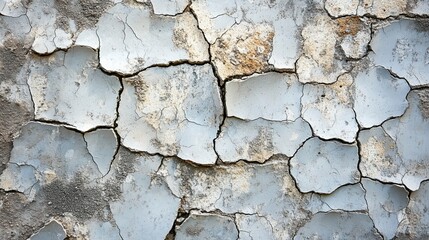 Obraz premium Cracked and peeling wall texture, showcasing layers of paint and aged surface, perfect for backgrounds or design projects.