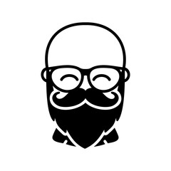 Bald beard man in glasses vector icon