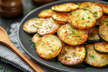 Crispy Air Fryer Zucchini Slices on a Plate
