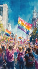 Fototapeta premium Colorful Pride Parade Celebrates Unity and Diversity