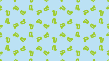Bright and playful pattern featuring green abstract shapes on light blue background, creating cheerful and vibrant design perfect for various creative projects