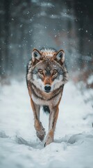 Fototapeta premium Lone Wolf in a Fierce Snowstorm