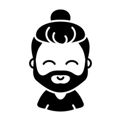 Man with beard and long hair vector icon