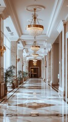 Elegant Spa Resort Hallway with Marble Floors