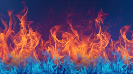 Vivid Flames Dance, a captivating display of bright blue and orange flames swirling against a fiery backdrop, creating a dynamic and energetic atmosphere.