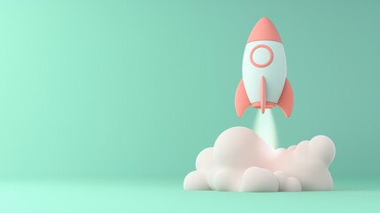 3D SEO concept featuring a rocket launch, illustrating the power of optimization to propel websites higher in search engine rankings