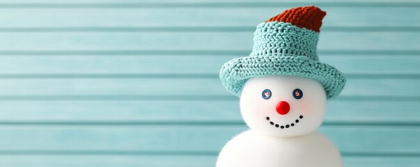 Snowman with button eyes and a twinkling red nose, adding holiday cheer