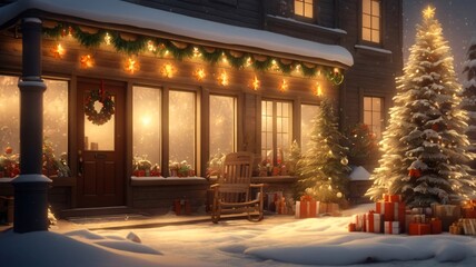 Fototapeta premium Winter Festive Holiday, Christmas Outdoor Home Decoration V2