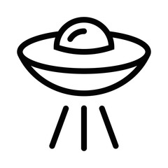 Simple vector icon of a UFO with beams, perfect for sci-fi, alien, or space-themed designs. Editable stroke.