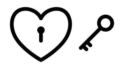 Vector icon of a heart with a keyhole, ideal for love, security, or relationship-related designs. Editable stroke.