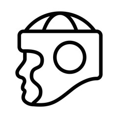 Minimalist vector icon of a boxing helmet, ideal for sports, safety, or martial arts-related designs. Editable stroke.