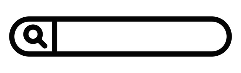 Obraz premium Simple vector icon of a search bar with a magnifying glass symbol, representing internet search and online navigation. Editable stroke.