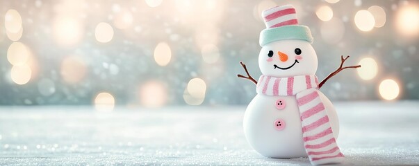 Snowman with candy buttons and a striped scarf, sweet holiday charm