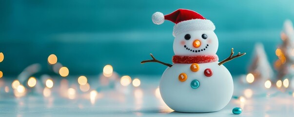 Snowman with candy buttons and a carrot nose, playful holiday fun