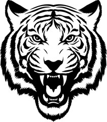 Tiger icon vector black and white concept
