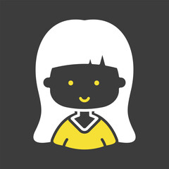 Woman girl with long straight hair vector icon