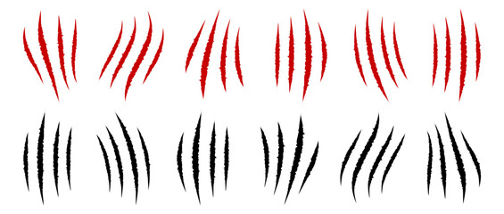 Scratch claws of animal, scratches mark set, scratch scrape track, cat tiger scratches paw shape