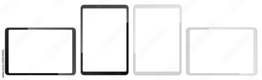 Poster Tablet computer set mockups with empty touch screen