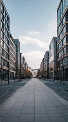 Fototapeta premium Modern Empty Street in a Sleek City Landscape