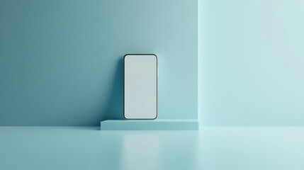 Smartphone on solid color minimalist background, copy space