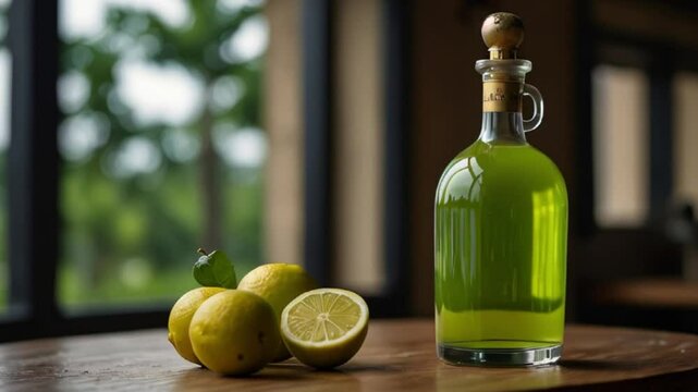bottle of lamon juice and lemon