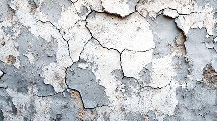 Obraz premium Textured gray wall with peeling paint and cracked surface, showcasing weathered and rustic aesthetic.