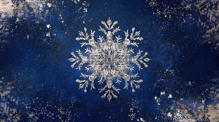 Obraz premium Shimmering Snowflake Design on Midnight Blue Background