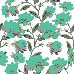 Vector abstract seamless simple floral pattern. Flower pattern. Spring pattern. Pattern for textiles or for cover. Wallpaper. Hand drawn.