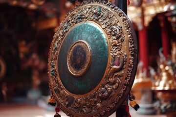 A device for performing sacred music in shamanic or Buddhist settings Musical gong