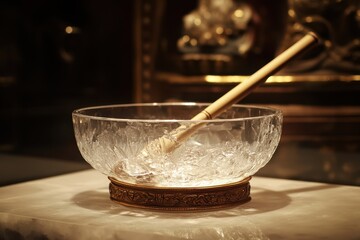 A device for performing spiritual music in shaman or Buddhist settings specifically a crystal bowl