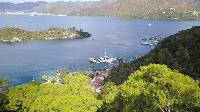 Drone view of Marmaris as seen from the Adak&ouml;y observation point in Turkey