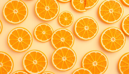 Monochromatic creative pattern made of fresh orange. Juicy citrus pastel background. Minimal concept isolated with white highlights, png