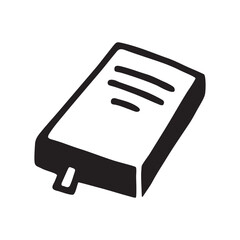 Doodle book or notebook icon with bookmark, handdrawn with pen. PNG isolated on transparent background and vector illustration