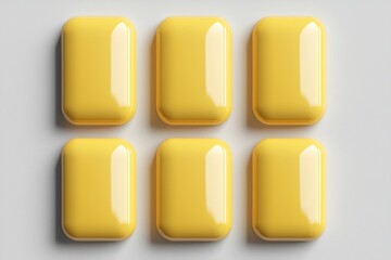 Symmetrical Arrangement of Glossy Yellow Rectangles on White Background - Minimalist Design Concept
