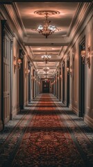 Elegant Hotel Hallway with Luxurious Carpeting
