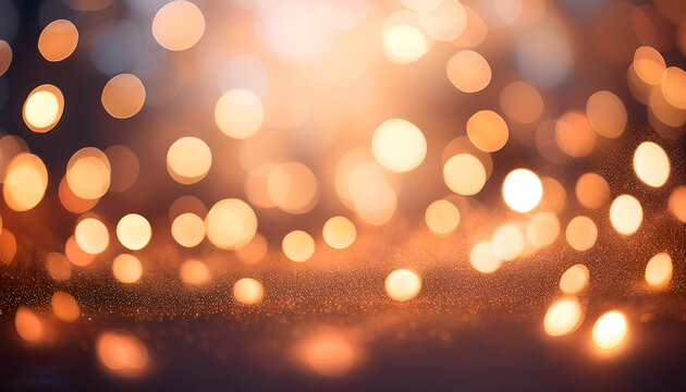 A warm and inviting scene featuring a golden bokeh background. Perfect for festive occasions, celebrations, or adding a touch of elegance and warmth to any project.