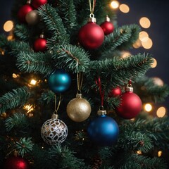 Fototapeta premium Joyful decorations enhance the charm of the holiday tree this season