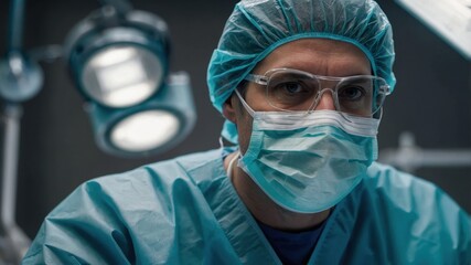 A doctor wearing a mask, embodying professionalism and care in a medical setting, focused on providing healthcare and ensuring patient safety