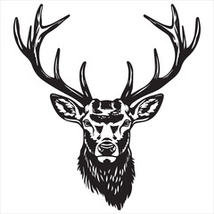 Fototapeta premium Deer head design vector on gray background. Deer animal icon vector illustration.