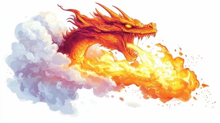 Illustration for a cloud shaped like a dragon breathing fire