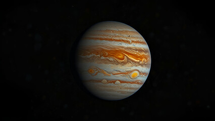 "Majestic Jupiter Floating on Deep Black Space Background"






