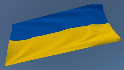 Flag of Ukraine in the wind. 3D rendering.