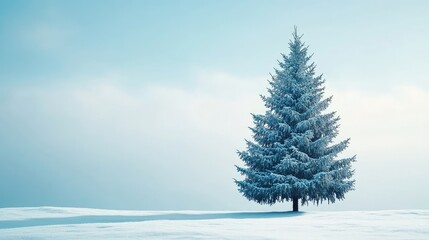 Fototapeta premium Beautifully Decorated Christmas Tree Under a Blue Sky Generative AI