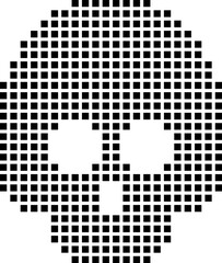 Skull dotted Pixel Style Isolated on White background Vector illustration.