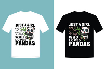 Cute panda lover t shirt design for girls